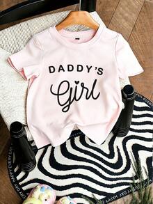 [Ngày của Mẹ/Ngày của Cha] Bộ 3 món quần áo cho bé gái, áo thun ngắn tay in khẩu hiệu, áo mùa hè cho bé gái và trẻ nhỏ - Nhiều màu - Xem 2