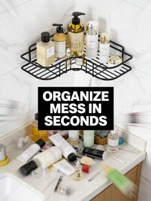 [Durable Black Shower Shelf] 2pcs Modern Sleek Bathroom Corner Storage Racks, Multi-Compartment Wall-Mounted Bathroom Organizer, Rust-Proof Sturdy Corner Shelves For Shampoo, Conditioner, And Cosmetics,No-Drill Adhesive Installation Shower Caddy, - Multicolor - View 4