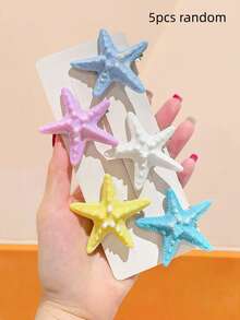 5件組可愛3D海星髮夾，耐用且對頭髮溫和，甜美髮飾－適合女性，日常、度假、學校、約會使用 - 彩色 - 查看 8