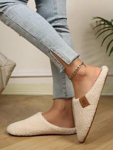 Women's Soft Plush Slippers, Quiet & Comfortable, Non-Slip Indoor/Outdoor Slippers, Fashionable Design, Suitable For All Seasons - Apricot - View 5