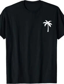 Cool Summer Vacation Men Women Beach Palm Tree T-Shirt - 黑色 - 查看 1