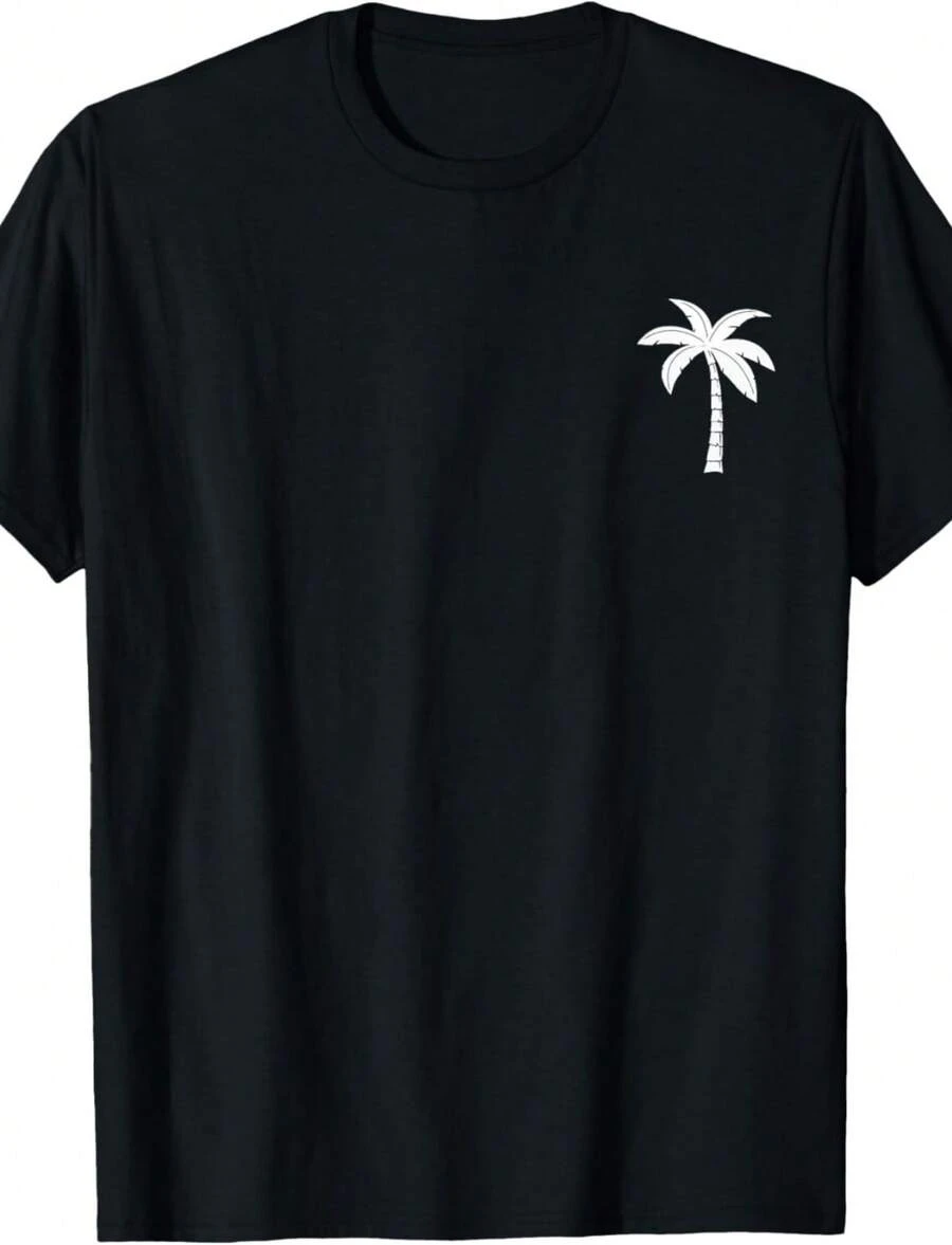 Cool Summer Vacation Men Women Beach Palm Tree T-Shirt - 黑色 - 查看 1