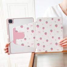 1 Ốp bảo vệ máy tính bảng xoay 360° họa tiết dâu tây và nơ màu hồng, có khe cắm bút, chân đế từ tính đa góc và chức năng tự động tắt/mở màn hình, tương thích với iPad Pro/Air, và Pad 5/6/35 - Nhiều màu - Xem 10