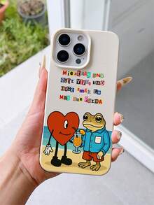 1个白色皮革纹理TPU防震手机壳，UV喷绘青蛙爱心图案，适合夏季使用，兼容 7/8/7 Plus/8 Plus/X/XS/XR/XS Max/11/11 Pro/11 Pro Max/12/12 Pro/12 Pro Max/12 Mini/13/13 Pro/13 Pro Max/13 Mini/14/14 Pro/14 Pro Max/14 Plus/15/15 Pro/15 Pro Max/15 Plus/16/16 Pro/16 Pro Max/16 Plus/17/17 Pro/17 Pro Max - 彩色 - 查看 2