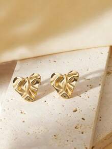 1 Đôi bông tai hình xoắn ốc vuông bằng thép không gỉ 304, kiểu dáng Châu Âu và Mỹ, thích hợp cho tiệc tùng, tiệc chiêu đãi, du lịch, đám cưới, kỳ nghỉ, đeo hàng ngày, quà tặng Ngày của Mẹ. - Vàng - Xem 6