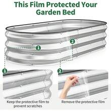 Kesfitt Raised Garden Bed, 4x2x1 FT Galvanized Steel Metal Raised Garden Bed, Oval Open-Bottom Design, 12-Inch Deep For Outdoor Vegetable & Herb Gardening, Forest Green - Silver - 查看 6