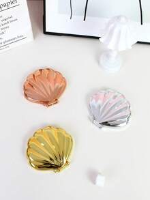 1pc Shell Shaped Double-Sided Portable Makeup Mirror, Foldable Mirror, Women Cosmetic Tool, High Definition Makeup Mirror - Multicolor - View 6