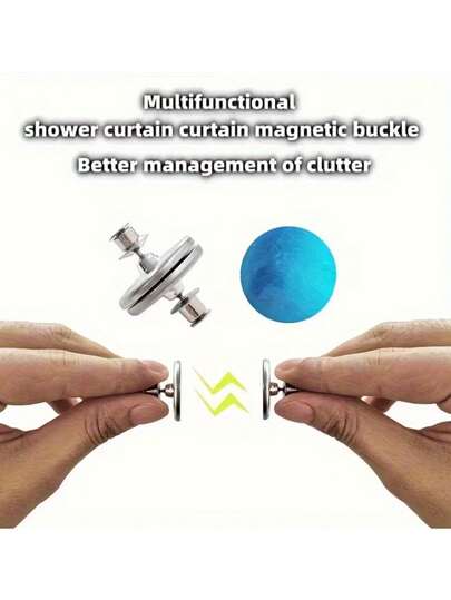 4/12/24pcs Easy To Install Wall Mounted Magnetic Buttons For Shower Curtains, Seam Closures, Wall Stickers And Door Stickers, Home Bedroom Refrigerator Stickers, Clothing Buttons, Contemporary Metal Magnetic Hooks For Curtains