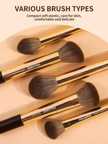 MAANGE 14pcs Portable Makeup Brush Set, Includes 13pcs High-Quality Synthetic Makeup Brushes + 1 Storage Bag. Contains Foundation Brush, Powder Brush, Eyeliner Brush, Highlighter Brush, Concealer Brush, Blush Brush, Contour Brush, Nose Brush, Eyeshadow Brush, Brow Brush, Detail Brush. Suitable For Daily Makeup And Travel, Great Gift For Friends. - Multicolor - View 6