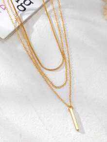 1pc Women Multilayered Necklace, Suitable For Daily Wear And Holiday Gifts - Yellow Gold - View 5