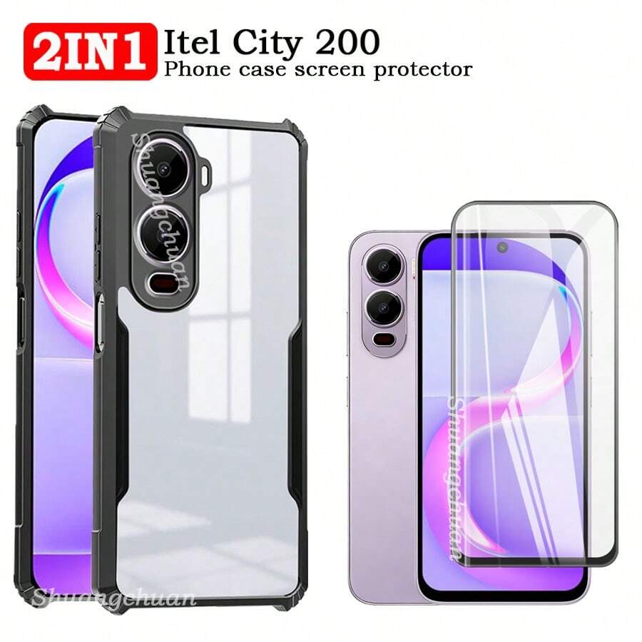 Miếng dán màn hình 2 trong 1 City 200: Kính cường lực toàn màn hình + Acrylic + Ốp lưng TPU trong suốt chống rơi vỡ - 2in1 - Xem 1