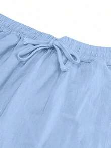 Men's Breathable Linen Loose Casual Sports Pants, Suitable Beach, Spring/Summer - Màu xanh nhạt - Xem 4