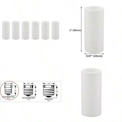 ® 2" White Plastic Candle Covers Sleeves Chandelier Socket Covers ~ 2 Inch Candelabra Base Set Of 6