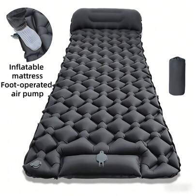 Colchoneta de dormir de TPU para camping - Esterilla de dormir inflable ultraligera con bomba de pie incorporada y almohada, colchón de aire de camping compacto y mejorado para tienda de campaña, mochilero, senderismo