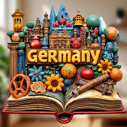 A Chapter Of German Soul: 3D Vintage Book Magnet With Book Form & Folk Art Details, Castle, Bread & Beer – Timeless Stories For Your Fridge