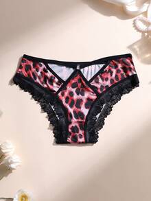 7条装性感冰丝豹纹内裤 - 蕾丝边网纱露臀内裤，金属纽扣 | 收腹提臀，柔软舒适镂空内衣 - 彩色 - 查看 5