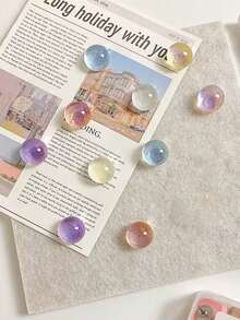 10 Pieces/Set Of Transparent Glitter Semi Circle Push Pins Creative Photo Wall Soft Wood Board Fixed Decorative Big Head Nails Random Color - Transparent Semi-circular Glitter Pins - View 7