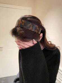 1pc French Classic Fashion Wide Acetic Amber Leopard Print Headband, Non-Slip Teeth, Smooth Surface, Thick For Women,Hairband,Hair Hoop Headbands ,Animal Print Hair Accessories Head Accessories - 棕色玳瑁 - 查看 6