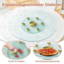 Tabletop. Two-Tiered, Rotating Round Glass Top. The Upper Glass Diameter Is [Missing Information], The Lower One 38 Cm. The Rotating Design Allows For Easier Picking Up And Placing Of Items. - Gold - View 7
