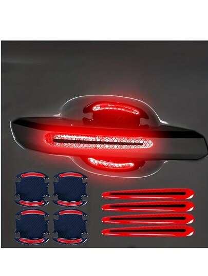 Car Door Bowl Sticker, Scratch-Resistant Door Handle Warning Reflective Tape, Door Handle Sticker, Paint Scratch Protection Soft Gel Film, Christmas Decoration