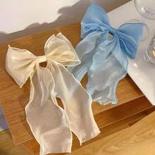 1/2pcs Organza Bow Hair Clips, Sweet Hair Accessories, Solid Color Bow Hair Clips, Suitable For Women, Girls And Students,Summer,Holiday,Travel - Multicolor - View 6