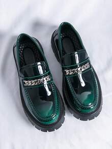 2026新款男士乐福鞋，金属搭扣，厚底，柔软商务一脚蹬皮鞋，亮黑色休闲鞋，韩英软底夏季伴郎婚礼鞋，棕色简约复古莫卡辛鞋，绿色休闲日常鞋，奢华舒适高品质德比鞋，情人节、万圣节、外出装饰婚礼鞋，轻便休闲鞋，时尚休闲鞋，平底尖头通勤办公鞋，绅士社交鞋，新郎鞋，春秋季节送礼佳品 - 綠色 - 查看 9