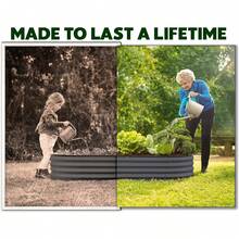 Plant & Plot Galvanized Raised Garden Beds Outdoor // 4*2*1 Ft Planter Raised Bed For Gardening, Vegetables, Flowers // Large Metal Garden Box (Silver) // Patented Tool-Free Design - Xám - Xem 4