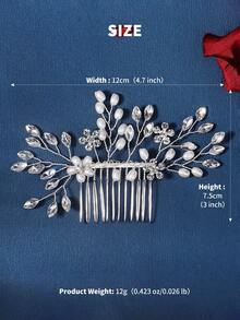 European And American Cross-Border Faux Pearl & Rhinestone Hair Comb, Elegant Bridal Headpiece, Fashion Hair Accessory Wholesale,Summer,Beach,Wedding - Silver - View 11