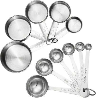 Accmor 11 Piece Stainless Steel Measuring Spoons Cups Set, Premium Stackable Tablespoons Measuring Set For Gift Dry Liquid Ingredients Cooking Baking
