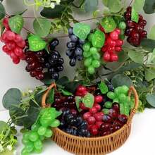1-12pcs Artificial Realistic Grape Bunches, Black Purple Red Green Rubber Fruit Decor, Suitable For Bowl Fillers, Wedding Party Home Fruit Wine Decoration - Multicolor - View 9