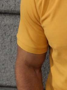 1件男士黄色休闲短袖Polo衫 - 芥末黃 - 查看 6