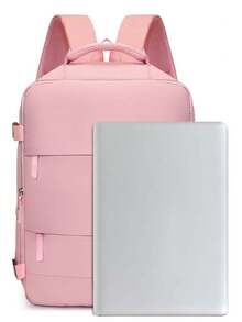 2 pièces Set de sac à dos de voyage à grande capacité avec fermeture éclair, en nylon de couleur unie, ouverture à 180°, idéal pour les voyages en avion et les vacances - Multicolore - Voir 10