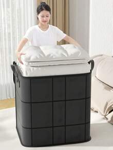 Extra Large Thickened Foldable Clothes Storage Bag, Heavy Duty Tear-Resistant Storage Bag With Reinforced Handles And Zipper, Space-Saving Waterproof Storage Box Alternative, Home Organization, Dorm Essentials - Grey - View 5