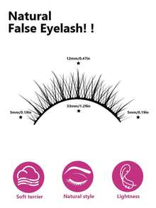 7对自然蓬松假睫毛，适合日常使用，卡通睫毛款式，旅行装 - 黑色 - 查看 4