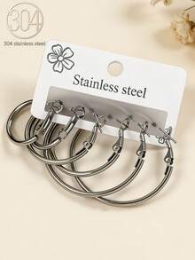 3 pares de pendientes de aro minimalistas, aptos para uso diario - Pendientes de langosta - Ver 1