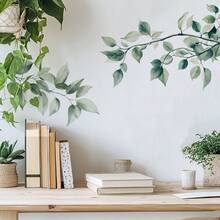 1pc Green Branch & Leaf Wall Sticker, Fresh & Healing Atmosphere, Self-Adhesive Easy To Apply, Minimalist Wall Decor - Multicolor - View 6