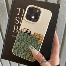 1pc TPU Material Retro Floral & Cat Pattern Phone Case, Compatible With IPhone 17 Pro Max/17/16 Pro Max/15/13/12/11, S20 FE/A15/S24/A55, Note 11/12/13 Pro, Full-Body Shockproof Soft Protective Cover - White - View 2