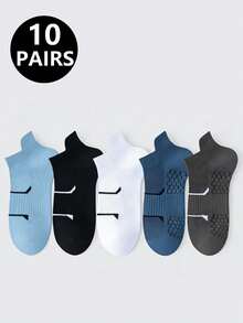 1/5/10 pares de calcetines invisibles, transpirables y antideslizantes con diseño de malla, que absorben la humedad, adecuados para fitness y running - Multicolor - Ver 9