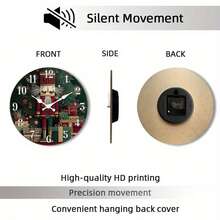 2D Flat Design, 1 Silent Non-Ticking Wall Clock, Wooden Decorative Round Clock With Nutcracker Theme, Holiday Advent Calendar Clock Suitable For Kitchen, Home Office, Study, Hallway, Apartment 10inch (Battery Not Included),Teacher,Valentines Gift,Graduation,Mother Giftsr,Room Deocr,Wall Deoc,Home Essentials - Style/Multiple Colors/10in/25cm - View 7