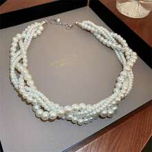 Cubic Zirconia Decor Necklace - White - View 5