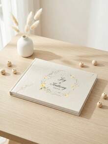 Sổ lưu niệm đám cưới tùy chỉnh, 1 cuốn, chữ tùy chỉnh, bìa cứng bằng vải lanh, sổ ký tên đám cưới cá nhân hóa với thiết kế hoa văn, kỷ niệm đám cưới. - Nhiều màu - Xem 15