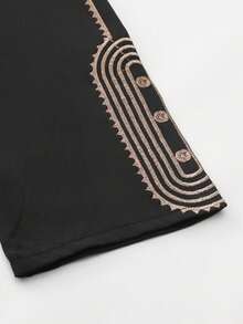 New African Traditional Clothing For Men Embroidered Top And Casual Pants 2 Pieces Kaftan Suit For Men - Black - View 8