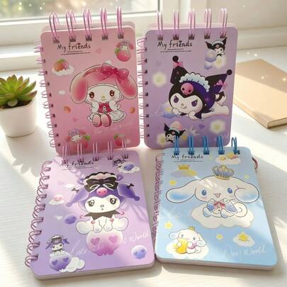  【SANRIO系列畅销款】随机赠送1本/4本SANRIO螺旋笔记本，迷你口袋笔记本，便携式记事本，适合家庭、学校和日常使用，也是馈赠佳品。