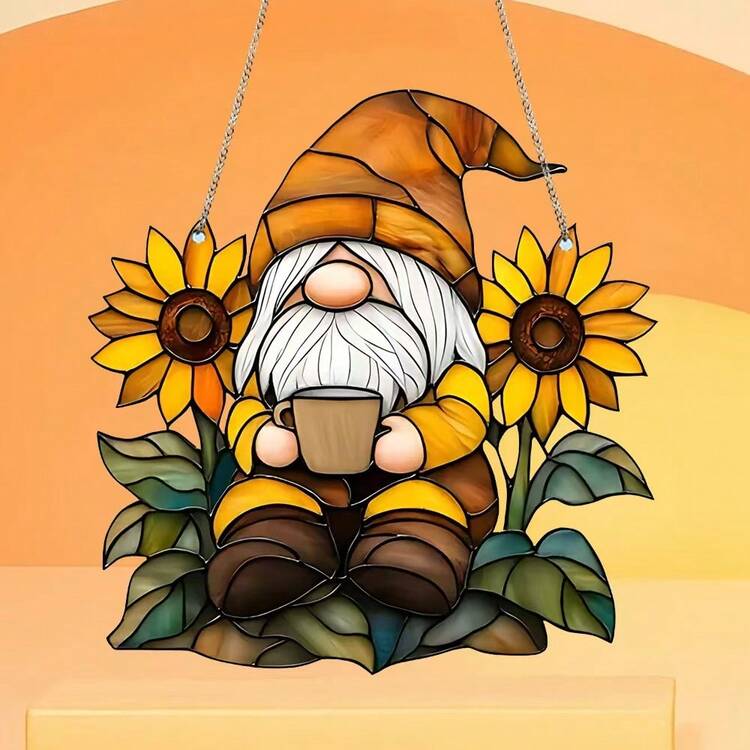 どんぐりアート♡Happy summer BIGオブジェ・♡ 2D Acrylic Sunflower Grandpa Hanging Decor, Cross-Border Warm