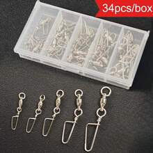 Avlcoaky 34 chiếc/hộp Khóa xoay bi chịu lực cao, dụng cụ câu cá, khóa xoay có chốt, khóa xoay có chốt, khóa xoay câu cá nước mặn - màu đen - Xem 10