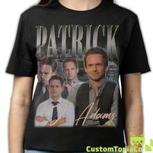 PATRICK J ADAMS SHIRT Patrick J Adams Vintage T-Shirt Patrick Johannes Adams Retro Bootleg Merch Patrick J Adams 80s Rap - 黑色 - 查看 1
