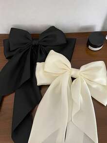 2 pezzi/1 pezzo Fermagli per capelli retrò in raso francese con fiocco, accessori per capelli eleganti con fiocco in nastro, fermagli per capelli con fiocco nero e bianco, adatti per estate, vacanze, viaggi, festival, compleanni - Multicolore - Visualizzare 1