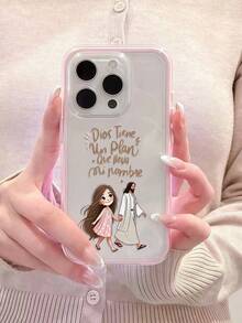 1 pieza Funda de teléfono a prueba de golpes de cobertura total de TPU personalizada con Jesús rosa sosteniendo la mano de una niña, compatible con Apple 17, 16, 15, 14, 13, 12, 11 Pro Max, Air y Series - Multicolor - Ver 3