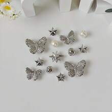 13pcs DIY Shoe Decoration Charms - Shiny Butterfly, Star, Pearl Decorative Buttons, Non-Metallic Lightweight Material, Y2K Fashion Versatile Cute Unisex, Suitable For EVA Beach Shoes, Slippers, Detachable Shoe Decor, Holiday Gift - Multicolor - View 5
