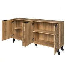 Modern 4-Door Sideboard, 160.5 X 35.5 X 78 Cm – Practical Design For Living Room, Bedroom And Dining Room. - Warna alami - View 9